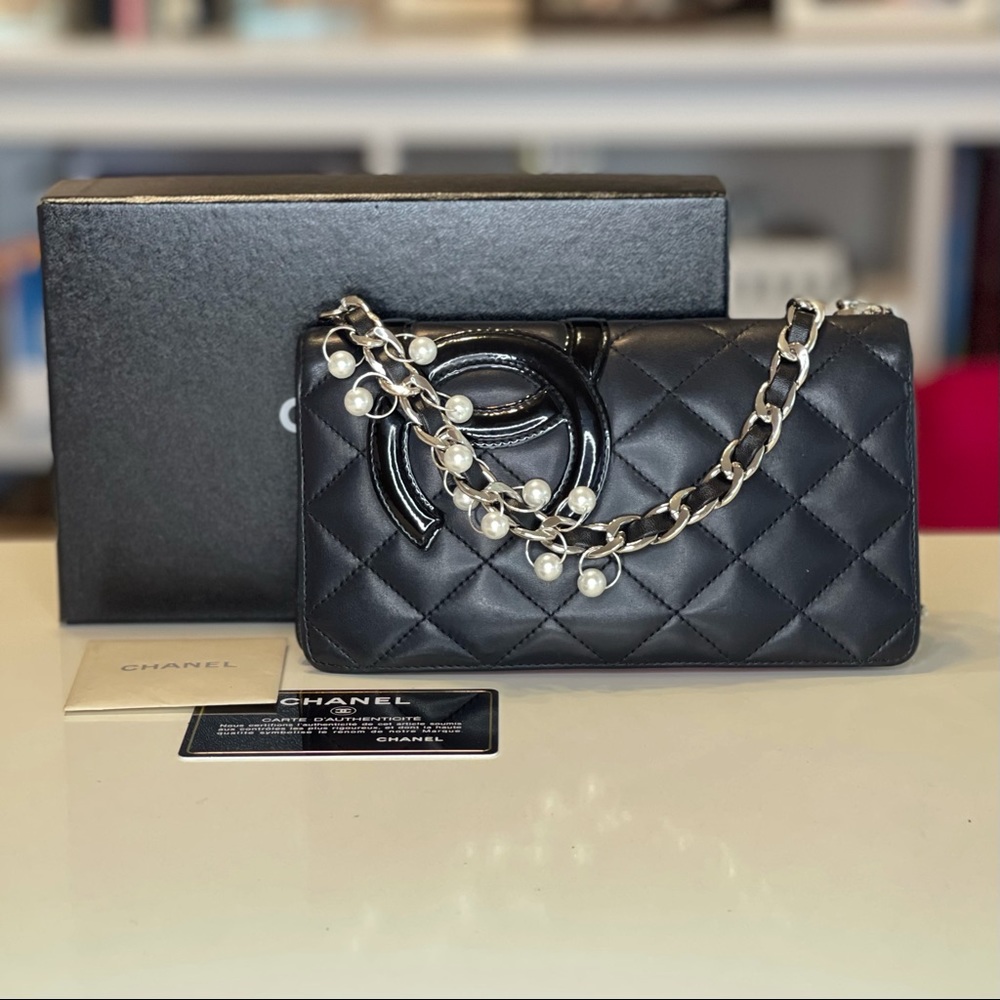 Auth Chanel Cambon Bifold Wallet on a Chain